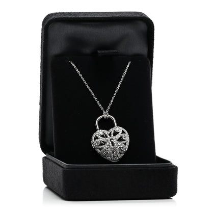Tiffany 18K White Gold Diamond Filigree Heart Pendant Necklace 5 of 5