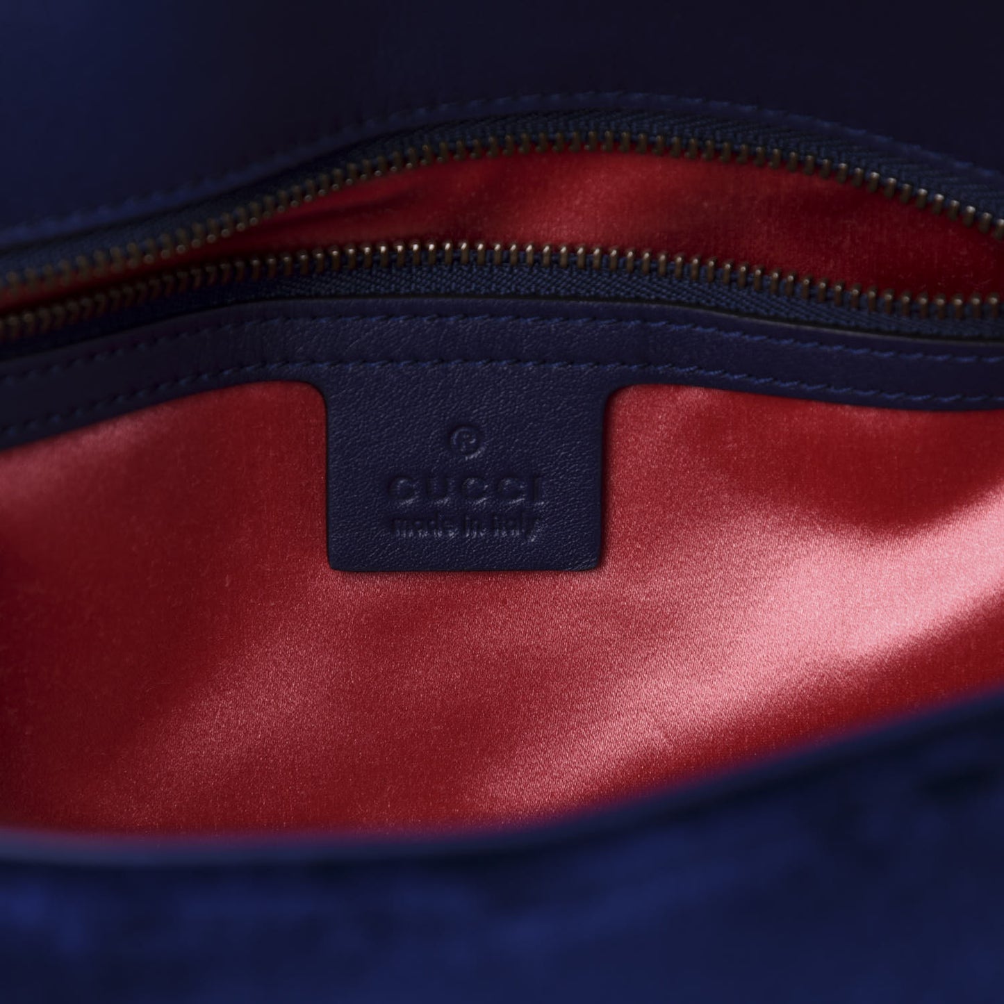 Velvet Matelasse Deer Embroidered Small GG Marmont Shoulder Bag Cobalt