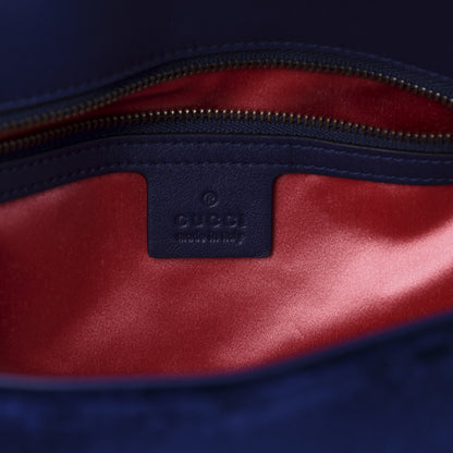 Gucci Velvet Matelasse Deer Embroidered Small GG Marmont Shoulder Bag Cobalt 6 of 11