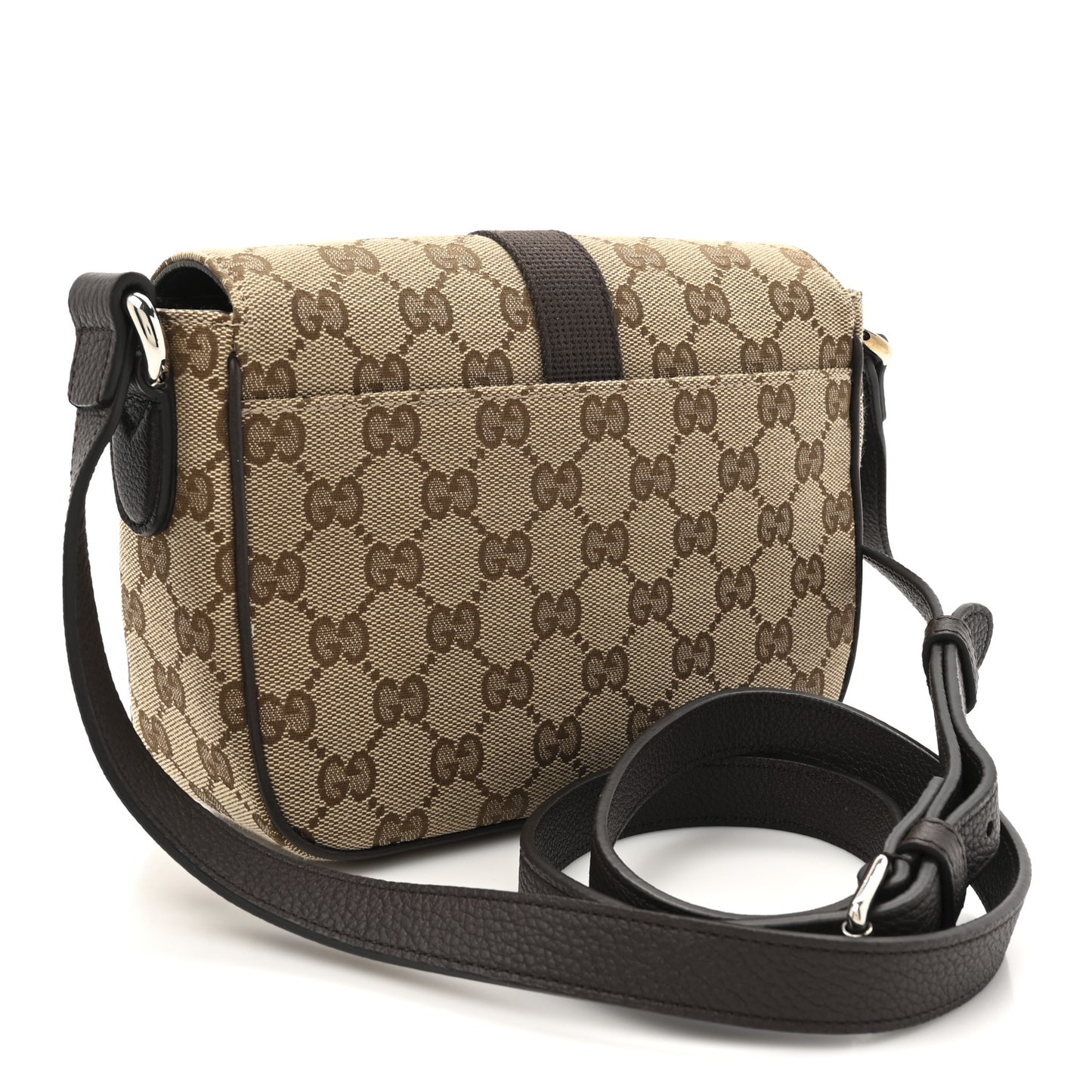 Monogram Textured Dollar Calfskin Web Mini Messenger Bag Beige Ebony Cocoa