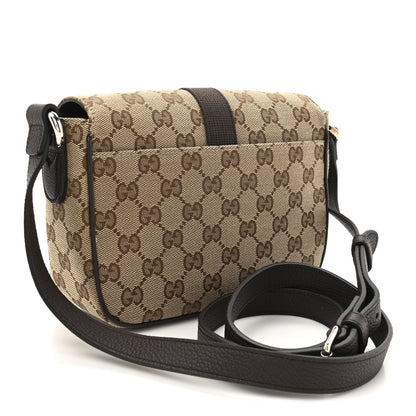 Gucci Monogram Textured Dollar Calfskin Web Mini Messenger Bag Beige Ebony Cocoa 3 of 10