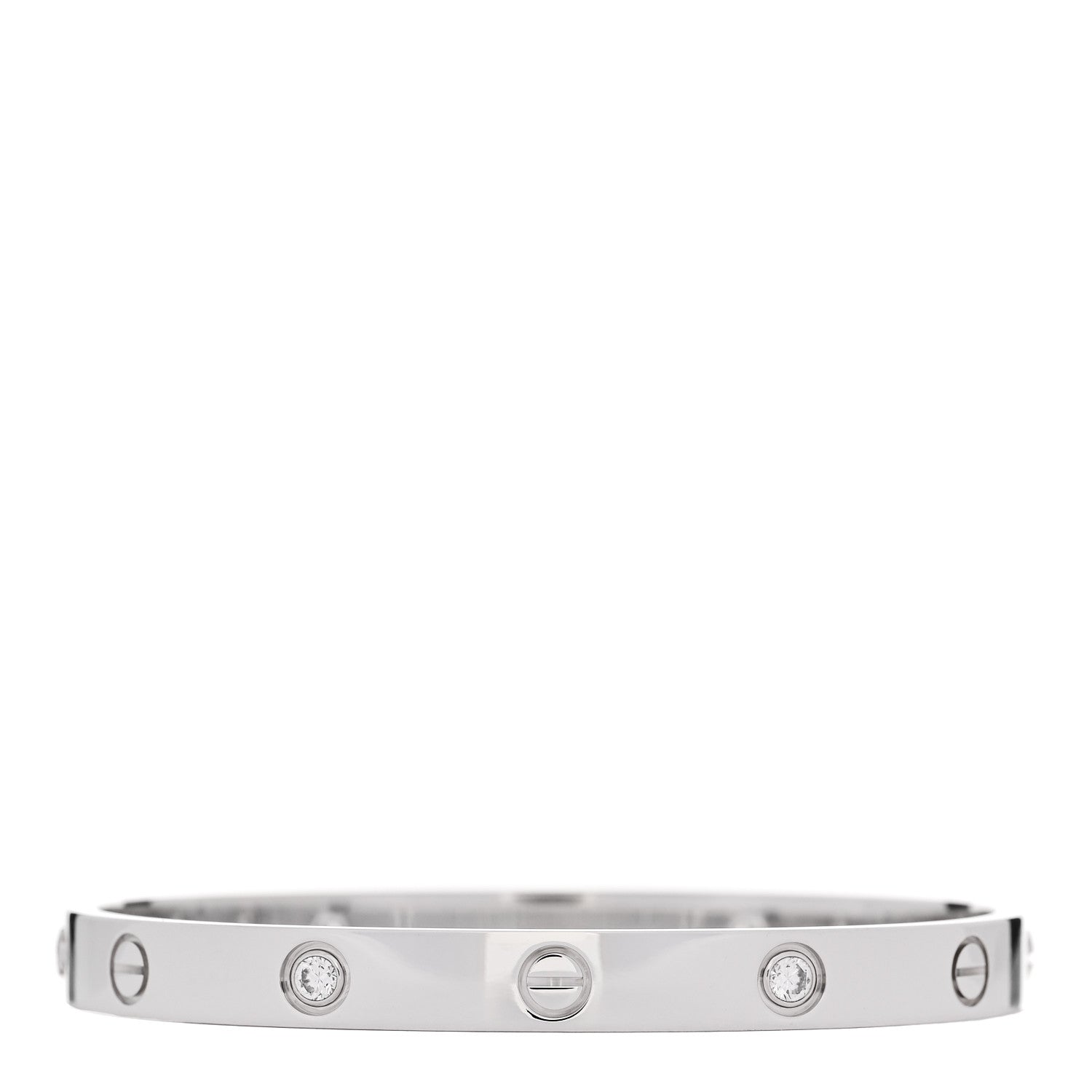 Cartier 18K White Gold 4 Diamond Love Bracelet 17 2 of 8