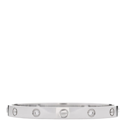 Cartier 18K White Gold 4 Diamond Love Bracelet 17 2 of 8
