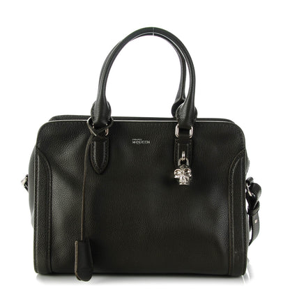 Alexander McQueen Pebbled Calfskin Small Skull Padlock Zip Around Tote Military Green 1 of 7
