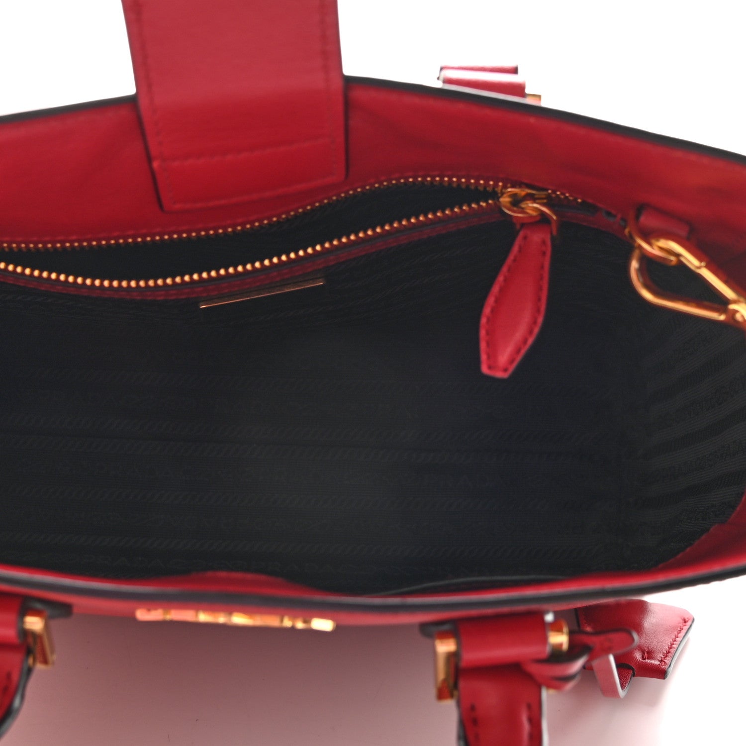 Prada Saffiano Soft Calfskin Small Zippered Tote Fuoco 5 of 8
