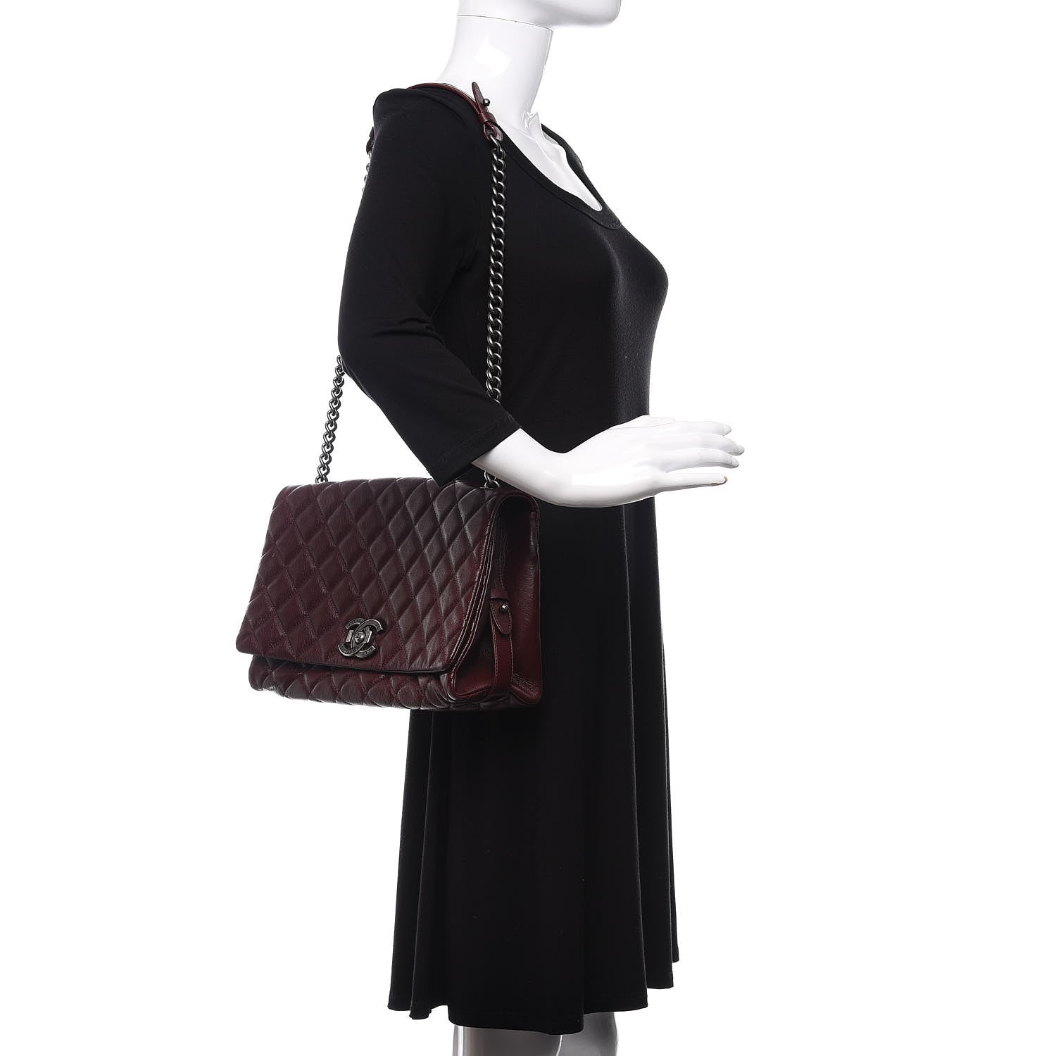 Chanel Goatskin Quilted Large City Rock Flap Burgundy 2 of 10