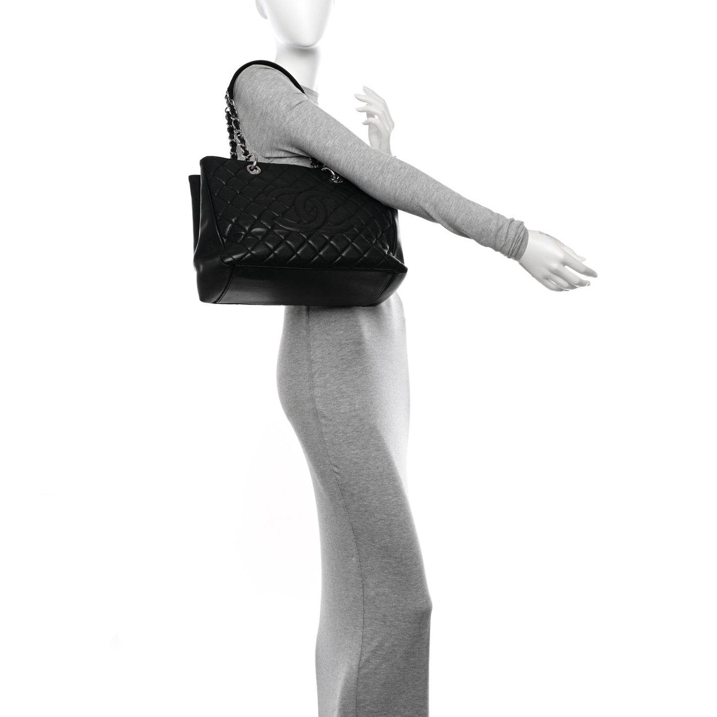 Caviar Quilted Grand Shopping Tote GST Black