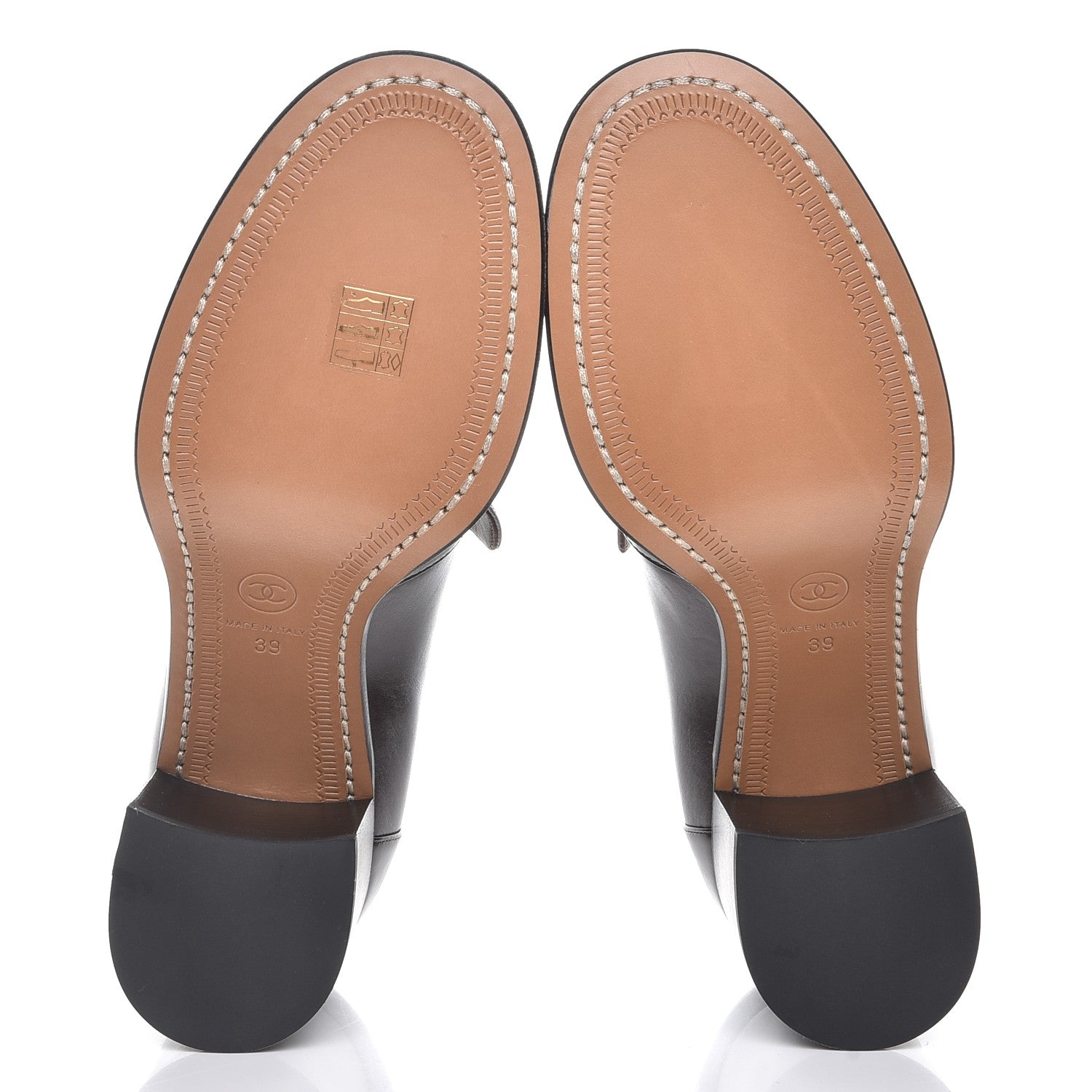 Chanel Glazed Calfskin CC Loafers 39 Dark Brown 5 of 11