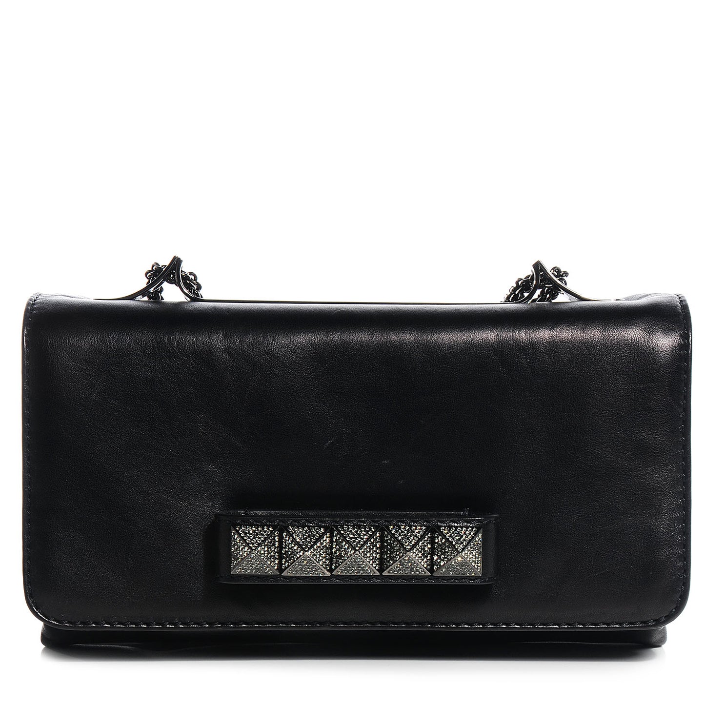 Nappa Crystal Encrusted Studs Va Va Voom Shoulder Bag Black
