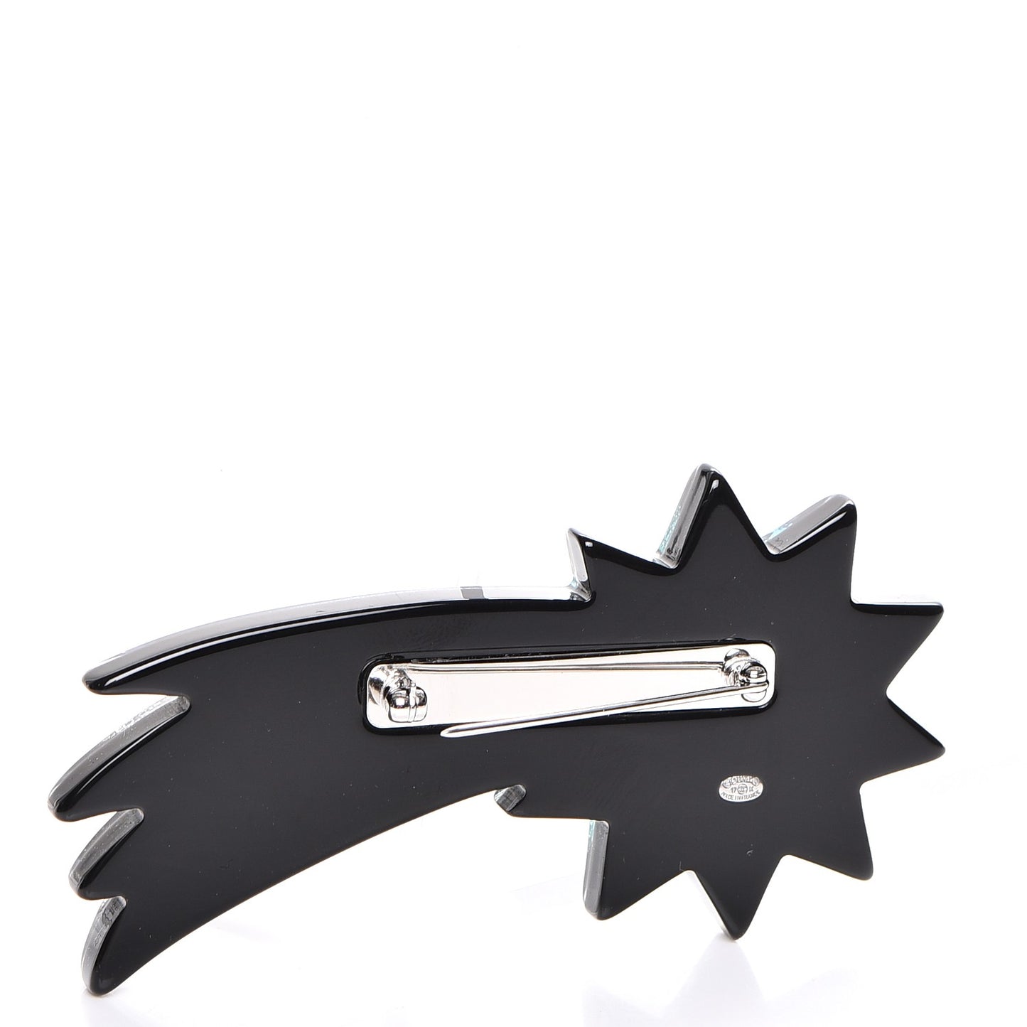 Glittered Resin Strass Shooting Star Brooch Silver Purple Green