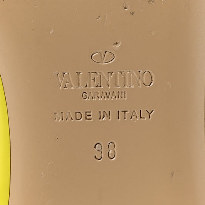 Valentino Garavani Patent Nappa Rockstud Ballerina Flats 38 Acid Yellow 7 of 9