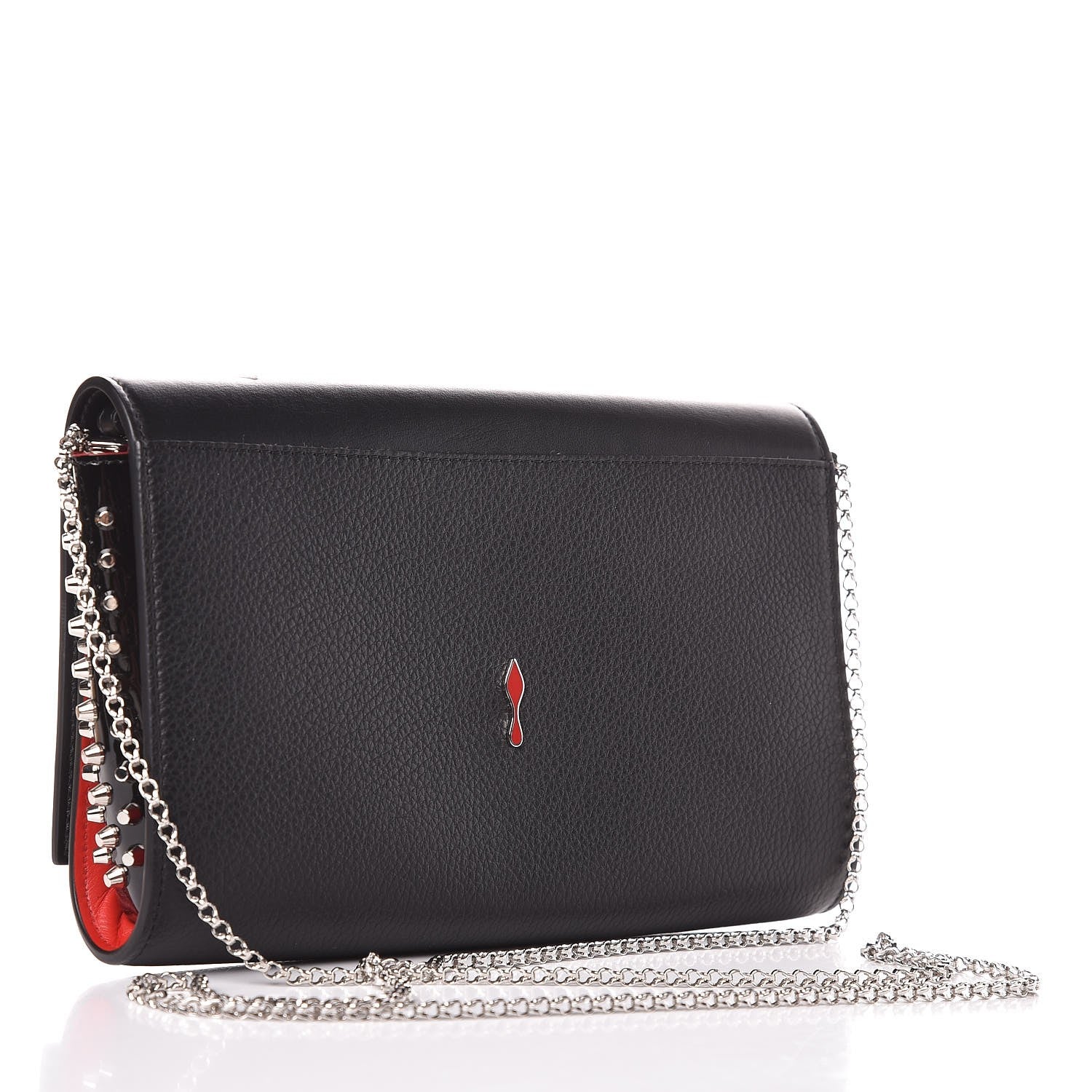 Christian Louboutin Calfskin Beaded Loubitag Paloma Clutch Black 3 of 8