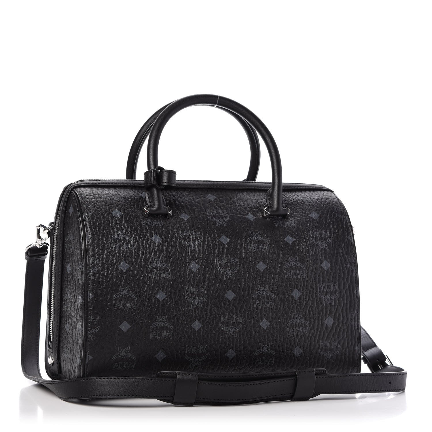 MCM Visetos Medium Essential Boston Bag Black 3 of 8