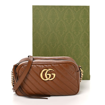 Gucci Glazed Calfskin Matelasse Diagonal Small GG Marmont Chain Shoulder Bag Cuir 11 of 11