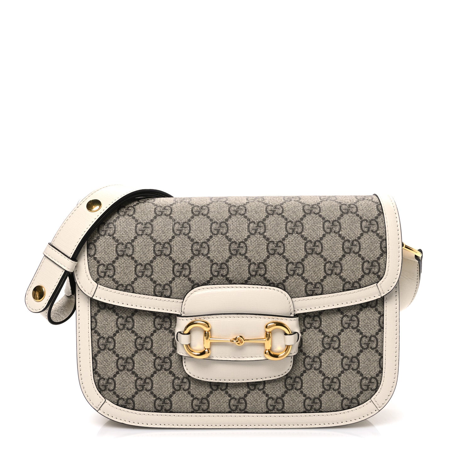 GG Supreme Monogram Horsebit 1955 Shoulder Bag Beige Mystic White