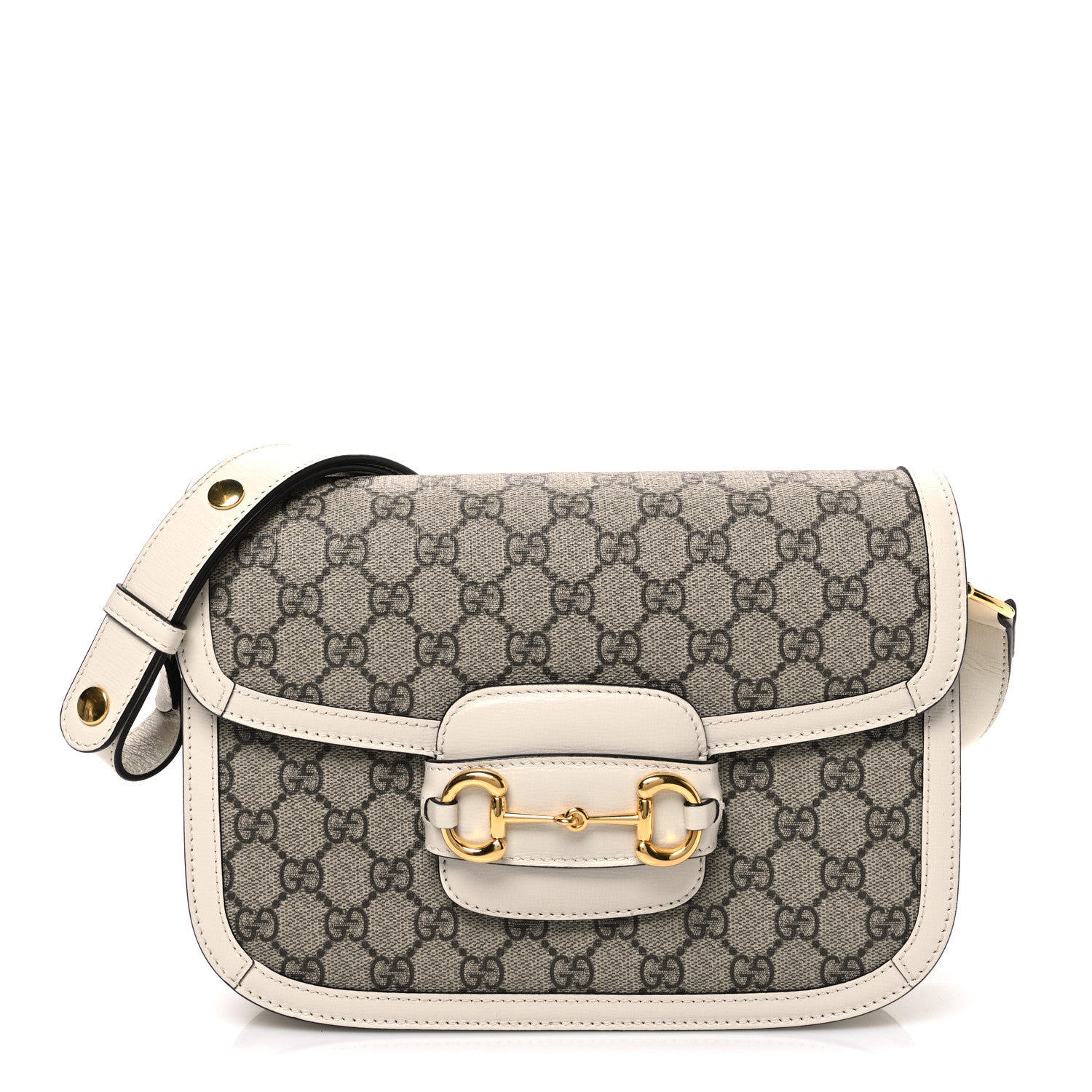 Gucci GG Supreme Monogram Horsebit 1955 Shoulder Bag Beige Mystic White 1 of 10