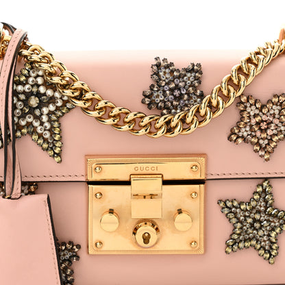 Gucci Calfskin Crystal Star Embroidered Small Padlock Shoulder Bag Perfect Pink Multicolor 8 of 14