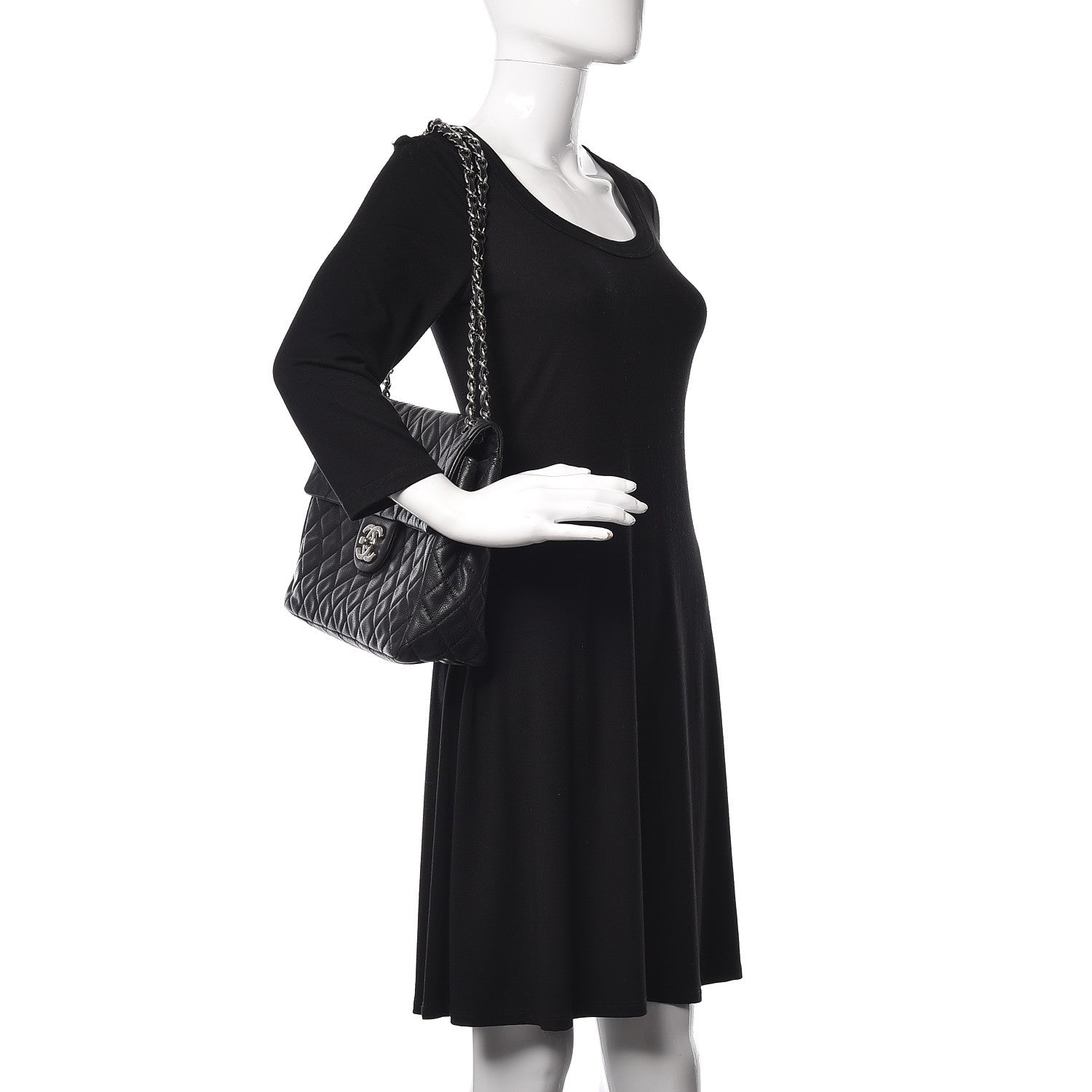 Chanel Washed Caviar Quilted Maxi Single Flap Black 2 of 10