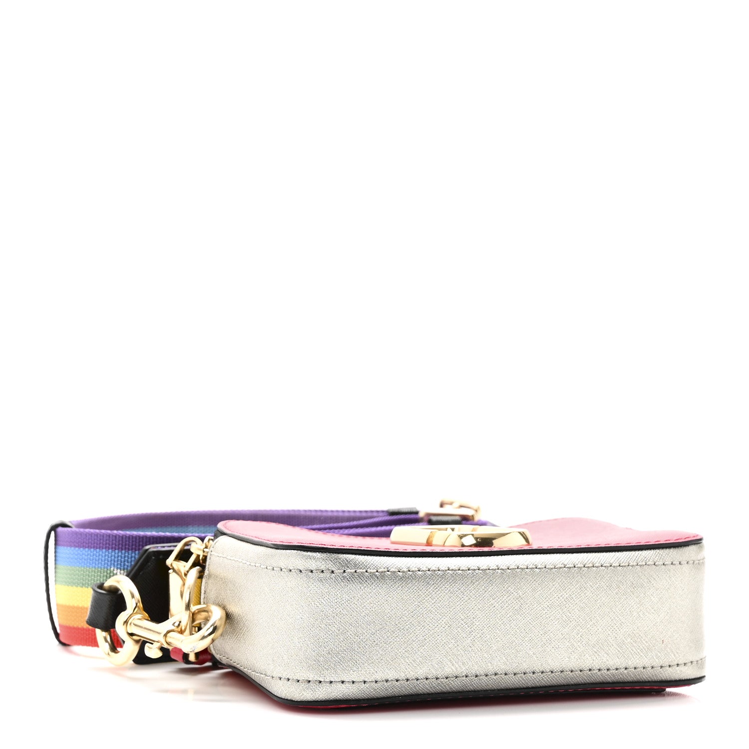 Marc Jacobs Saffiano Rainbow Strap Color Block Small Snapshot Camera Bag Pink Multicolor 4 of 9