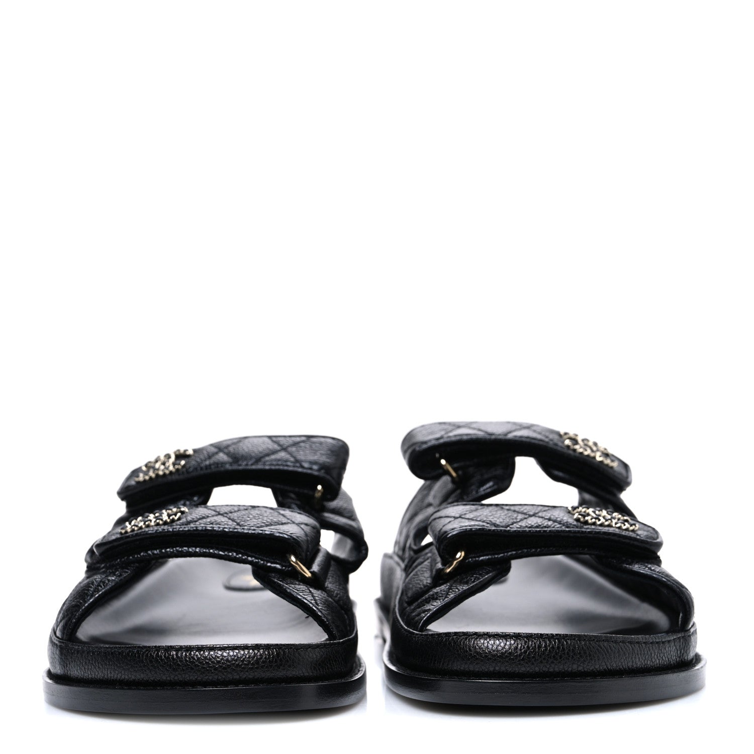 Chanel Grained Calfskin Velcro Dad Sandals 42 Black 3 of 11