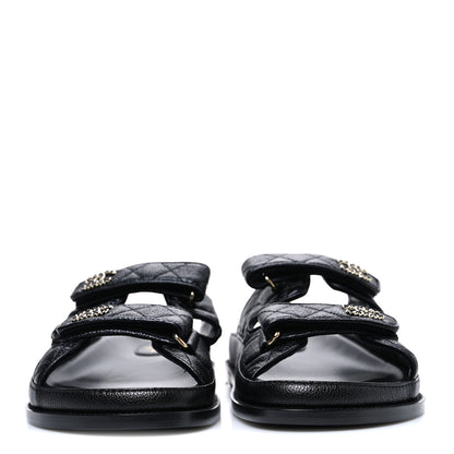 Chanel Grained Calfskin Velcro Dad Sandals 42 Black 3 of 11