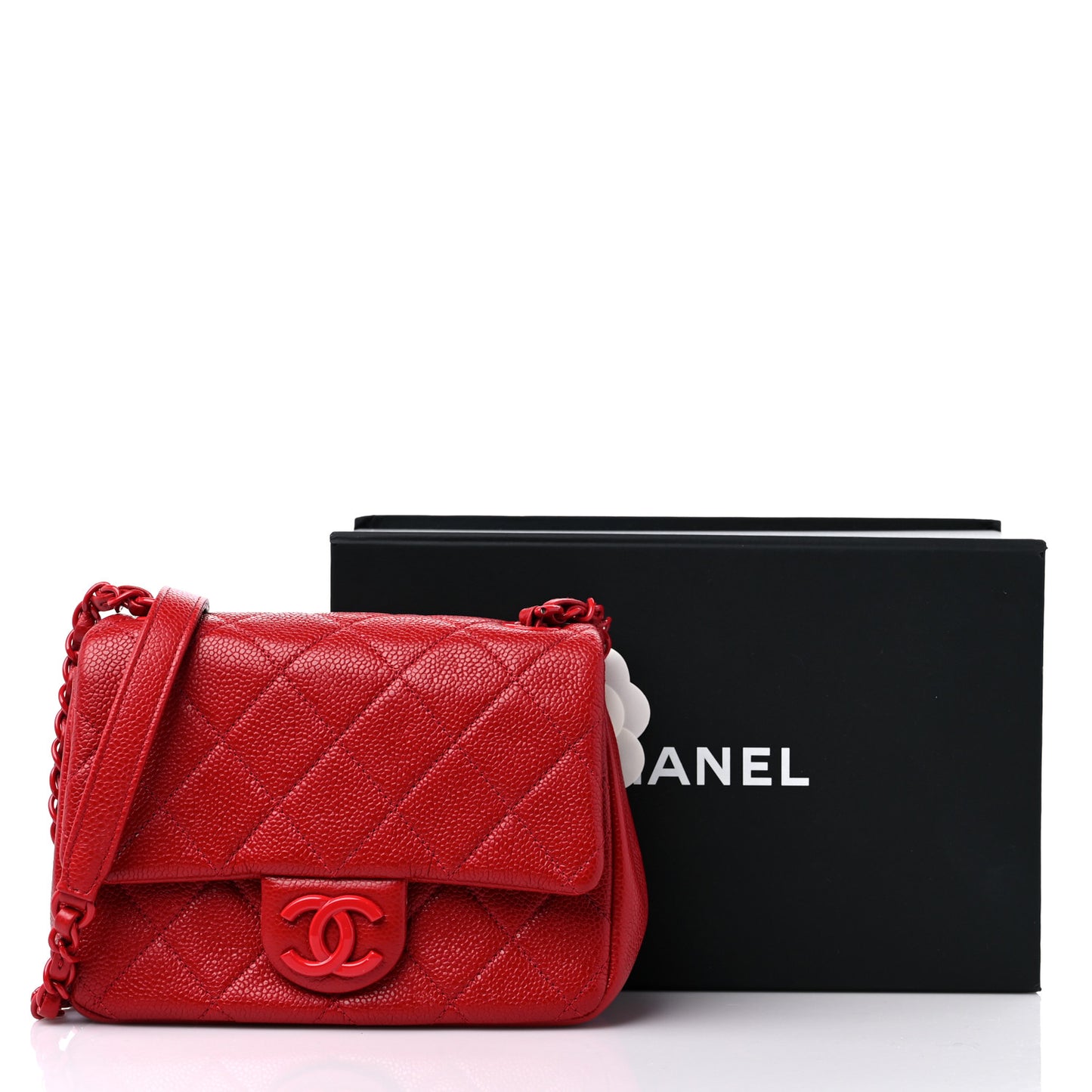 Caviar Quilted Mini Incognito Square Flap Red