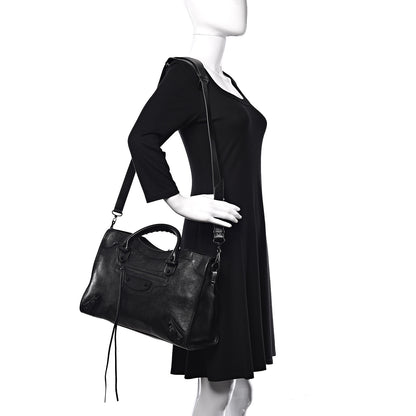 Balenciaga Shiny Grained Goatskin Black Metallic Edge City Black 2 of 10