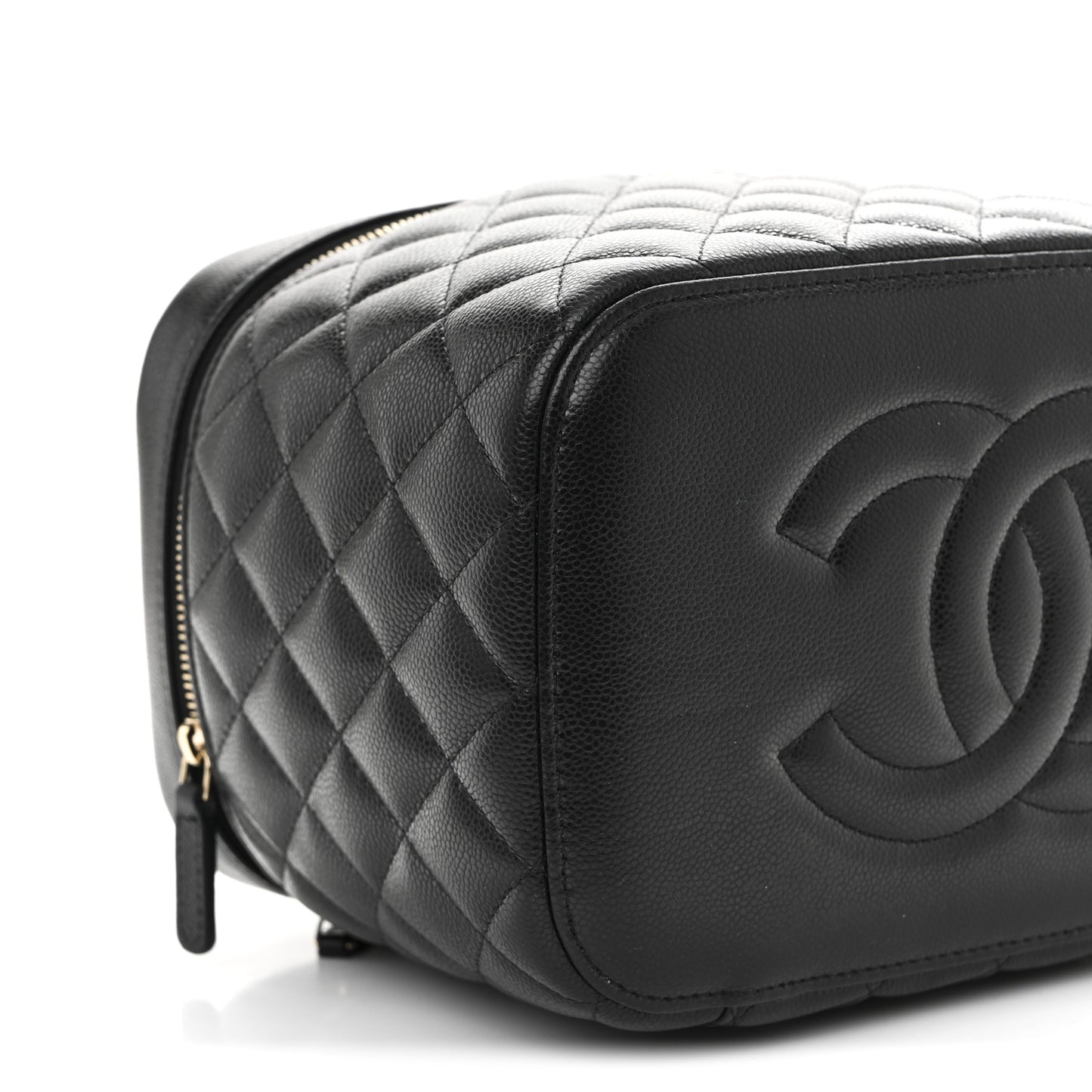 Caviar Quilted Large Vanity Pouch Black