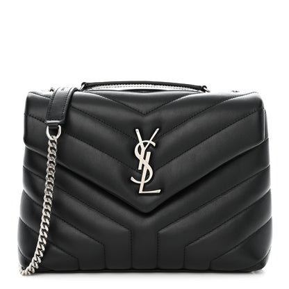 Saint Laurent Calfskin Y Quilted Monogram Small Loulou Chain Satchel Black 1 of 12