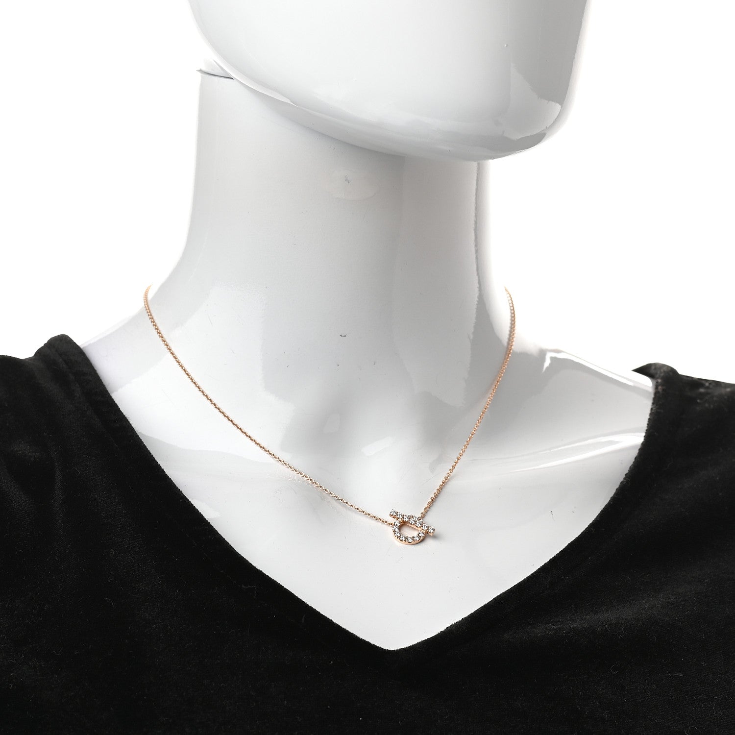 Hermes 18K Rose Gold Diamond Finesse Pendant Necklace 2 of 5