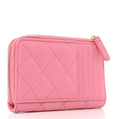 Chanel Lambskin Quilted CC Zip Around Card Holder Pink 2 of 8