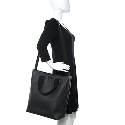 Gucci GG Supreme Monogram Web Handle Vertical Tote Black Grey 2 of 15
