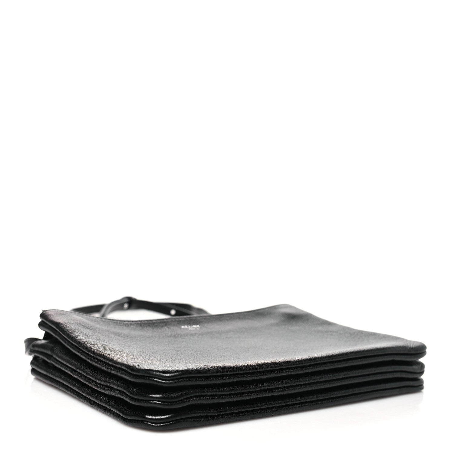 Celine Shiny Textured Calfskin Trio Crossbody Bag Black 4 of 12