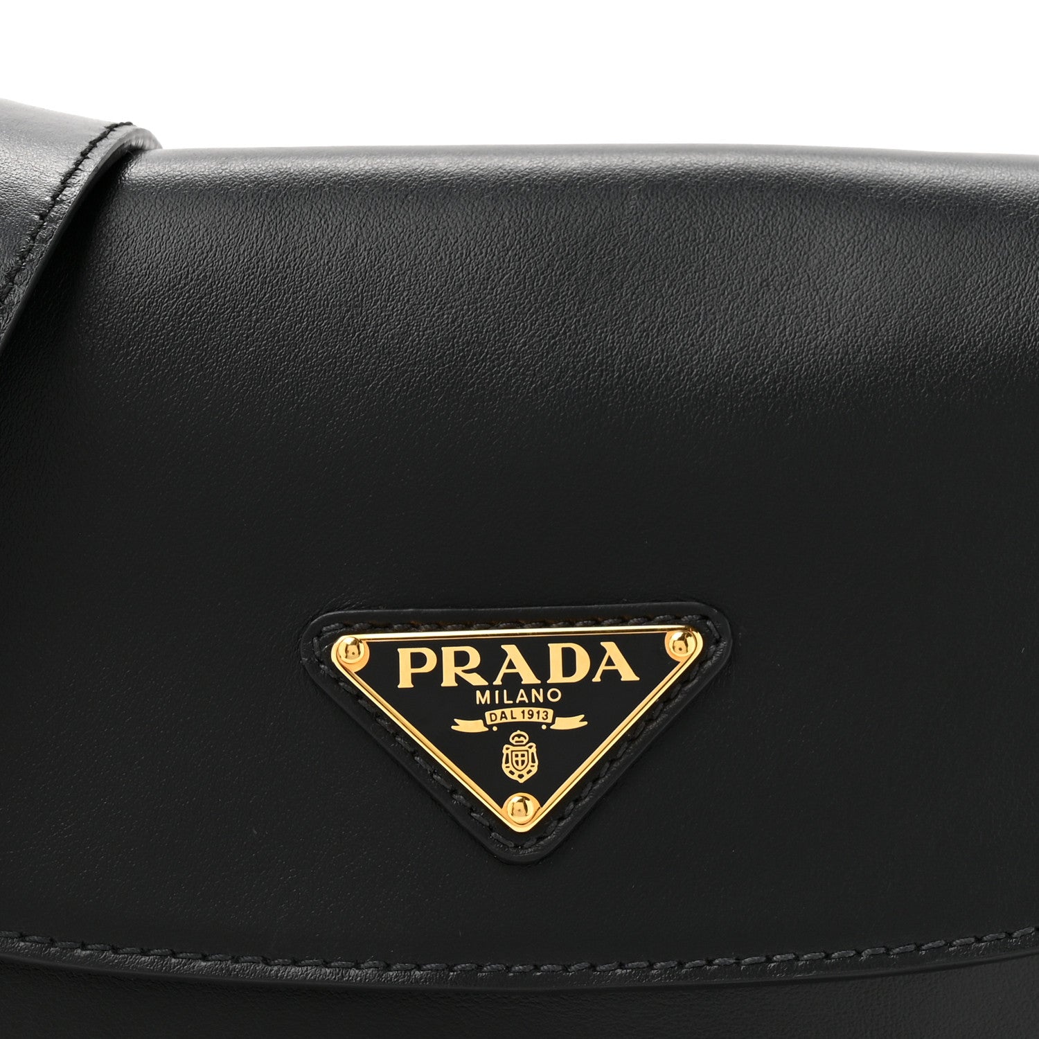 Prada Soft Calfskin Triangle Arque Flap Shoulder Bag Black 7 of 10
