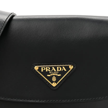 Prada Soft Calfskin Triangle Arque Flap Shoulder Bag Black 7 of 10