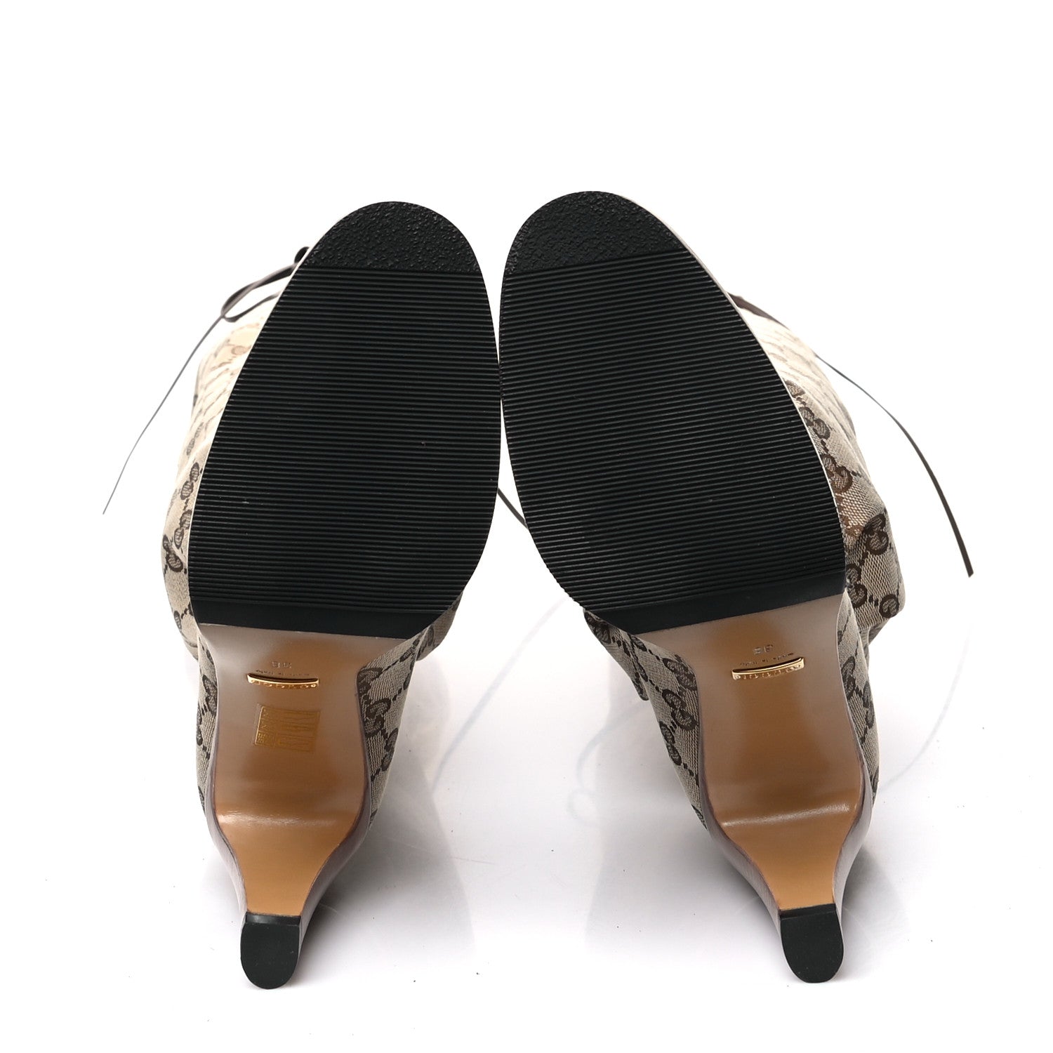 Gucci Monogram Over the Knee Boots 38 Beige Ebony 5 of 6