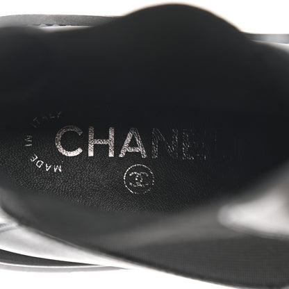 Chanel Crumpled Calfskin Patent Cap Toe Short Boots 39 Black 6 of 8