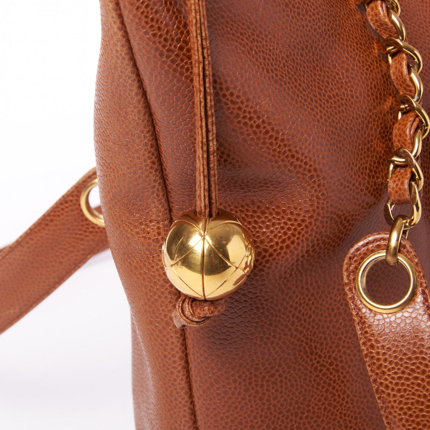 Caviar Flap Shoulder Bag Brown