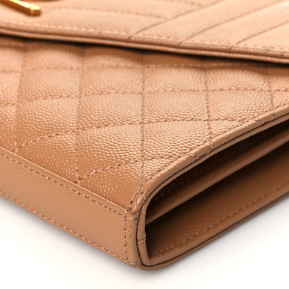Saint Laurent Grain De Poudre Mixed Matelasse Triquilt Monogram Chain Wallet Dune 8 of 8