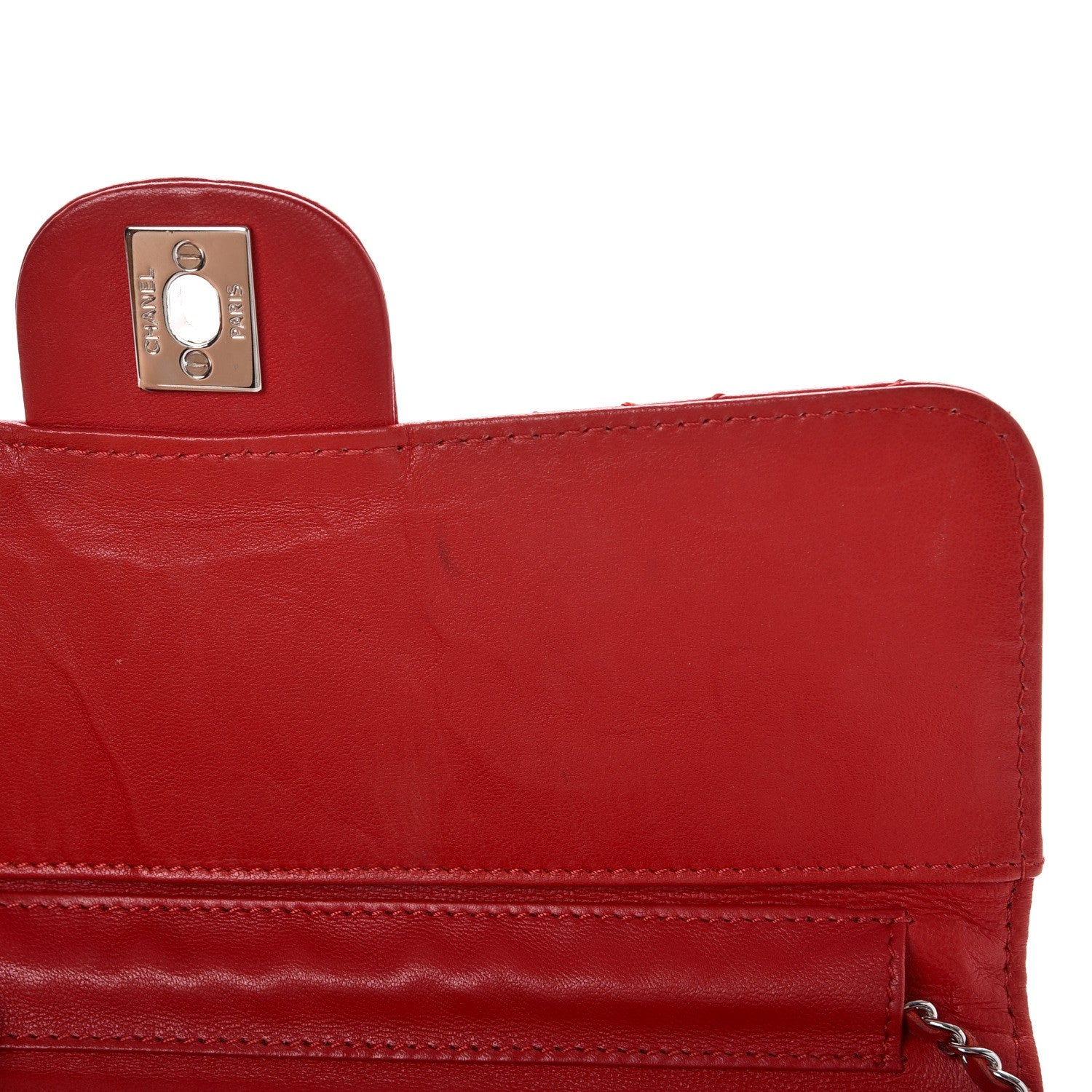 Chanel Lambskin Quilted Chain Clutch Flap Red 13 of 16