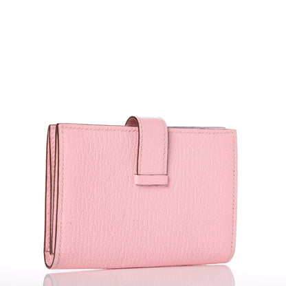 Hermes Chevre Mysore Mini Bearn Wallet Rose Sakura 3 of 8