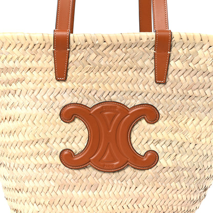 Celine Raffia Calfskin Triomphe Large Panier Tan 7 of 11