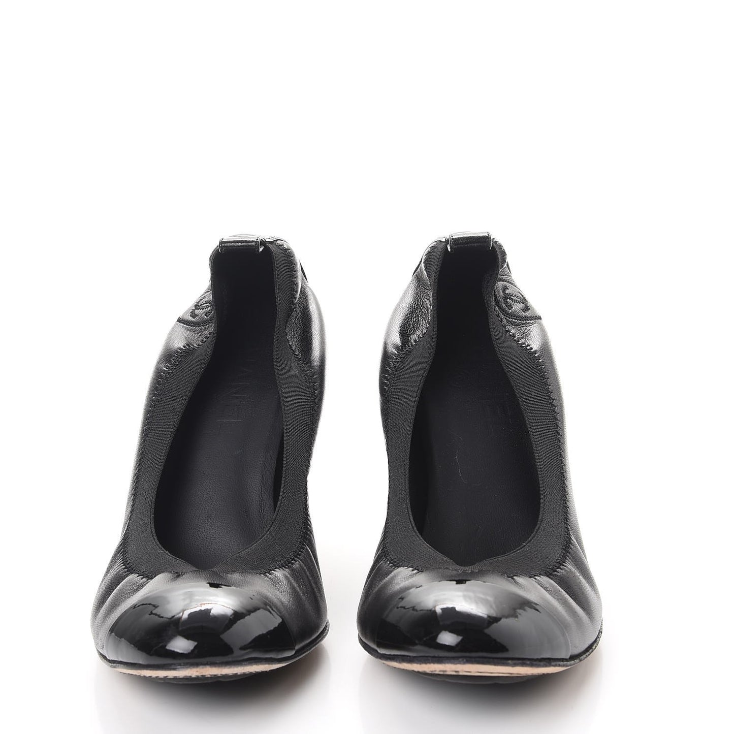 Lambskin Patent Elastic Stretch CC Pumps 40 Black