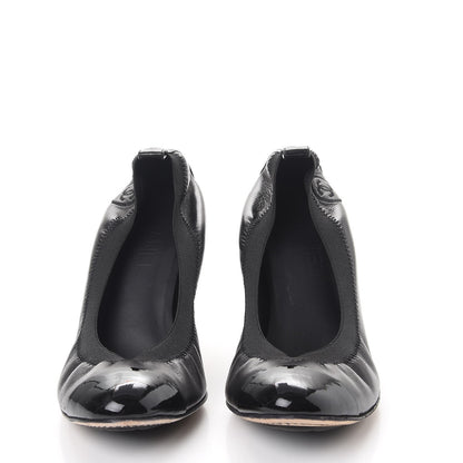 Chanel Lambskin Patent Elastic Stretch CC Pumps 40 Black 2 of 10