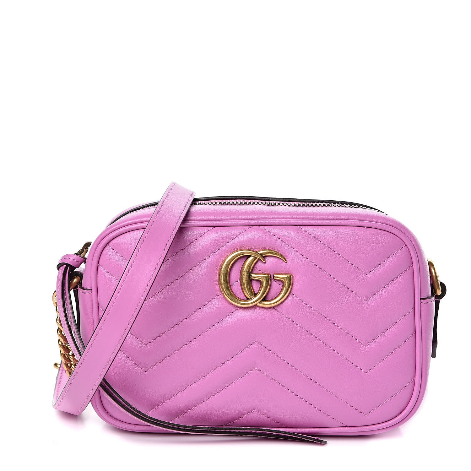 Gucci Calfskin Matelasse Mini GG Marmont Chain Shoulder Bag Candy Mousse 1 of 10