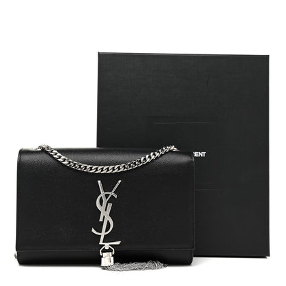 Saint Laurent Grain De Poudre Small Classic Monogram Kate Tassel Satchel Black 11 of 11