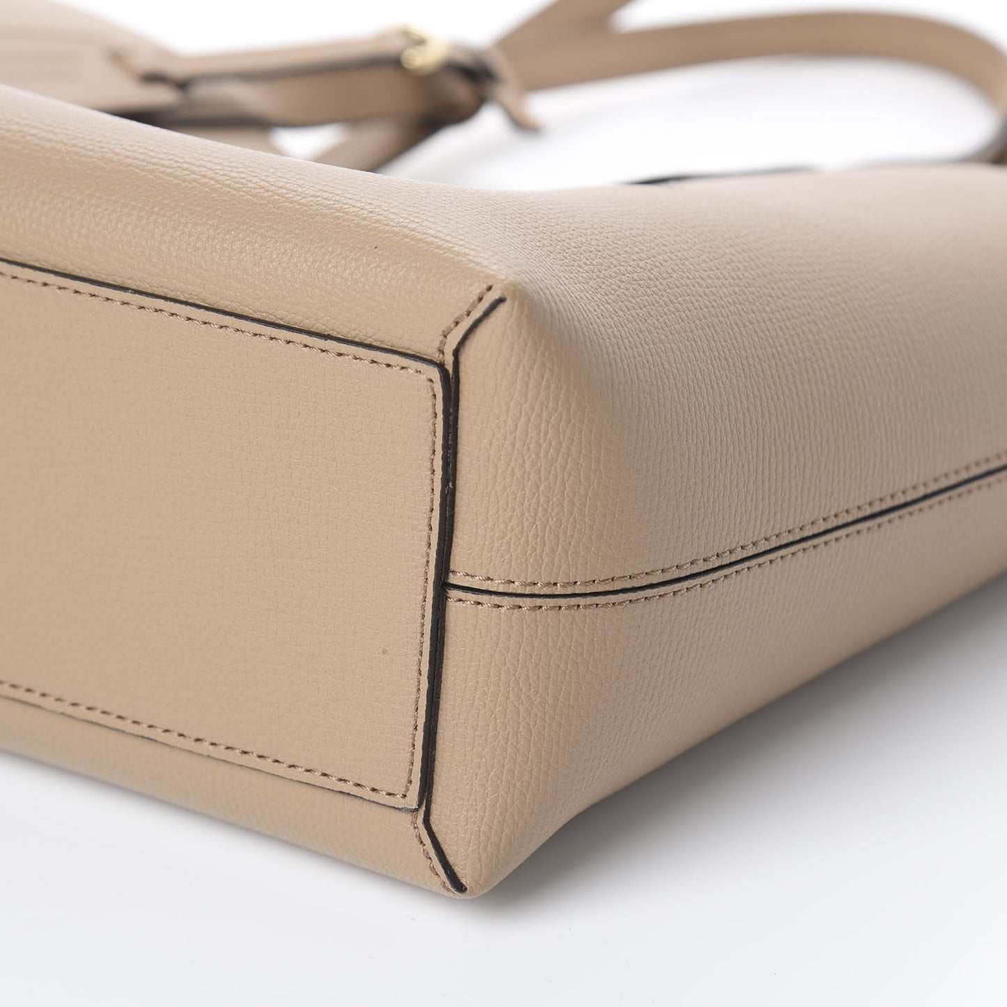 Grainy Calfskin Haymarket Check Small Reversible Tote Mid Camel