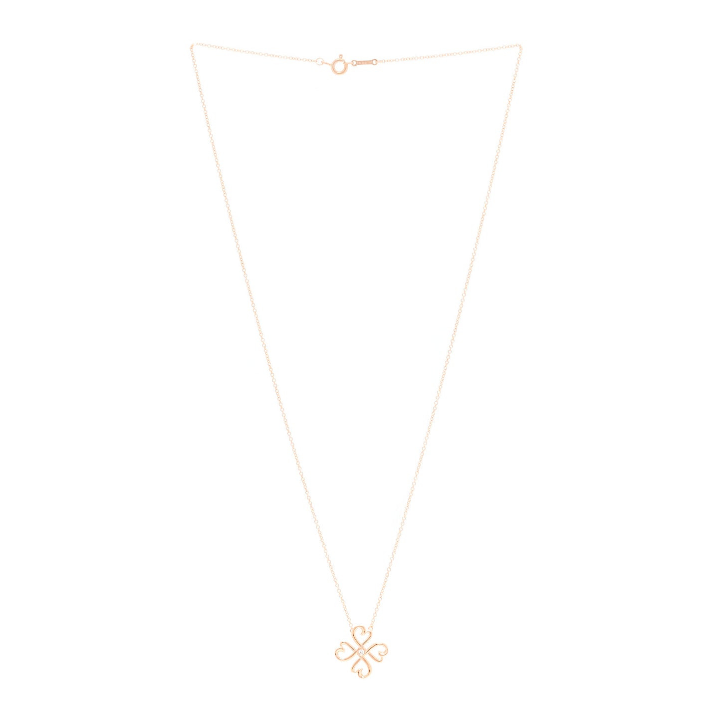 18K Rose Gold Diamond Paloma Picasso Loving Heart Pendant Necklace