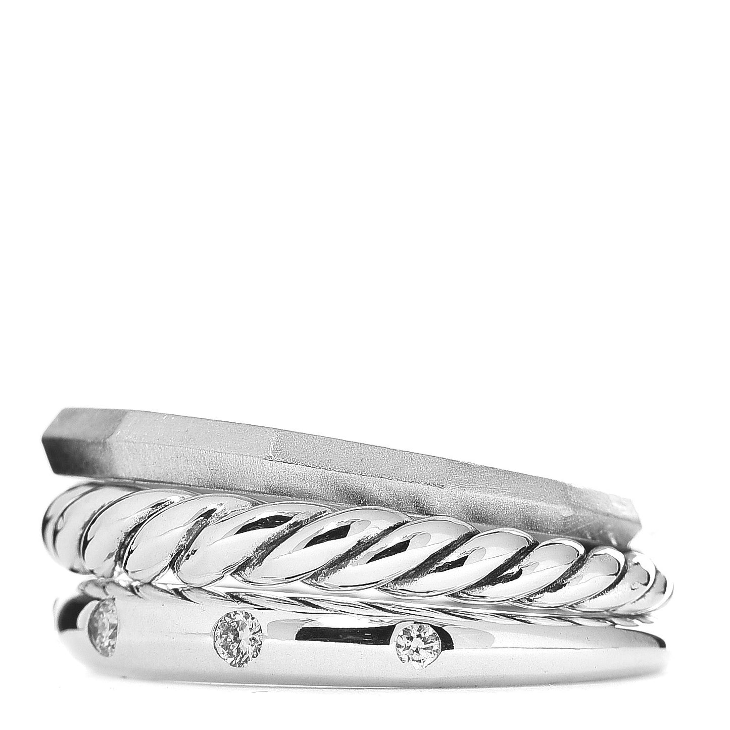 Sterling Silver Diamond 9mm Stax Narrow Ring 52 6