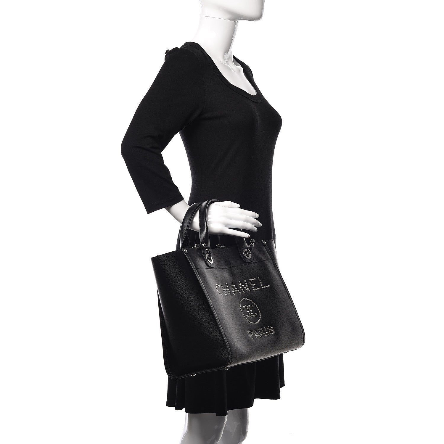 Chanel Caviar Small Studded Deauville Tote Black 2 of 11